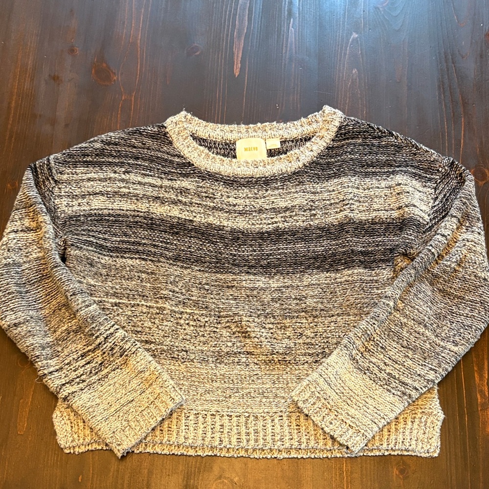 Maeve Gray and Black Knit Sweater
